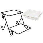 2pc Rectangular Plate Stand, Deep Dish Ceramic Food Platter Commercial Tableware
