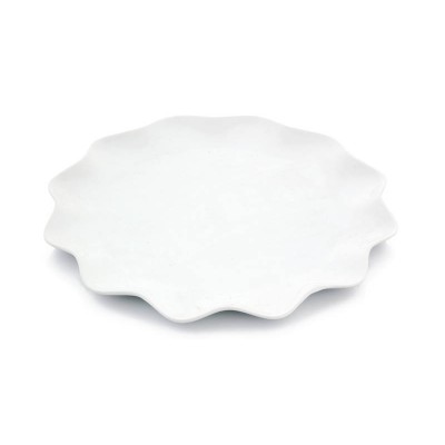 Round White Porcelain Platter 12" Curved Edge Design