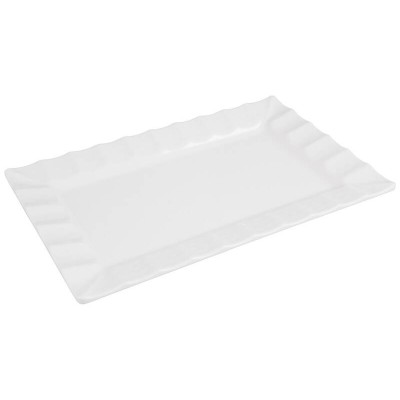 Large Rectangle Melamine Platter White - Wavy 48cm / 19"