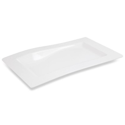 Large Rectangle Melamine Platter White - Wavy 57cm / 22.5"