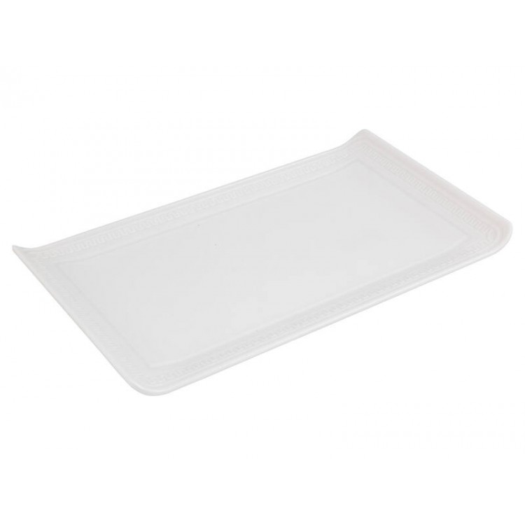 Melamine Plate Rectangle Platter with Curved Edges White 40cm / 16"