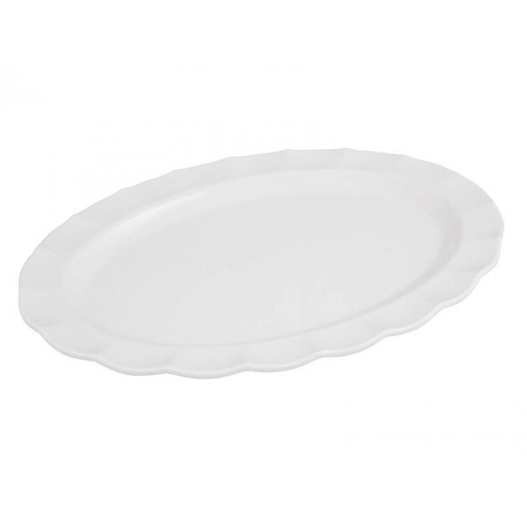 Long Oval White Platter Curved Edge Design Melamine 45.5cm / 18"