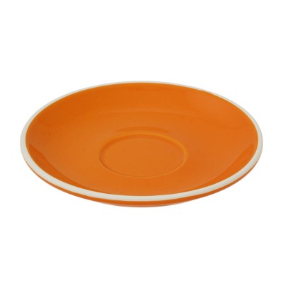 14cm Long Black / Flat White Saucer - Orange, Glazed Porcelain