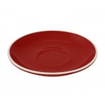 14cm Long Black / Flat White Saucer - Red, Glazed Porcelain
