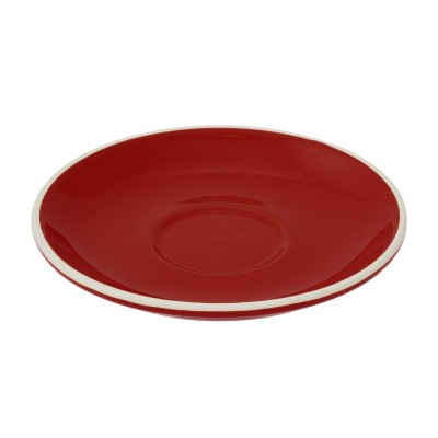 14cm Long Black / Flat White Saucer - Red, Glazed Porcelain