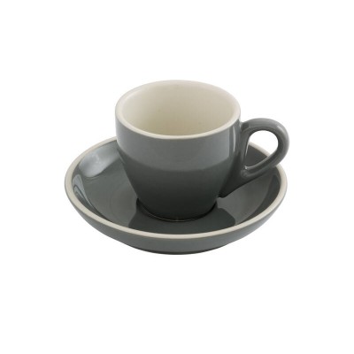 100ml Espresso Coffee Cup & Saucer - Silver Ice & White Cream