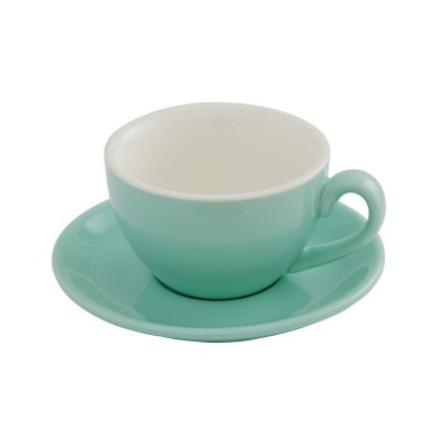 200ml Cappuccino Cup & 14cm Saucer - Mint, Glazed Porcelain
