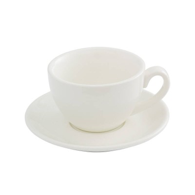 200ml Cappuccino Cup & 14cm Saucer - White, Glazed Porcelain