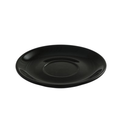 14cm Glazed Porcelain Saucer - Black, Side Plate