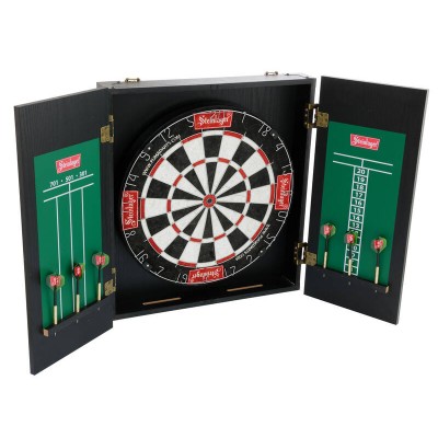 STEINLAGER Dartboard & Cabinet Set - 18" Full Size + 6 Darts