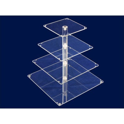 4 Tier Cake Stand - Clear Acrylic - 30cm x 30cm Base
