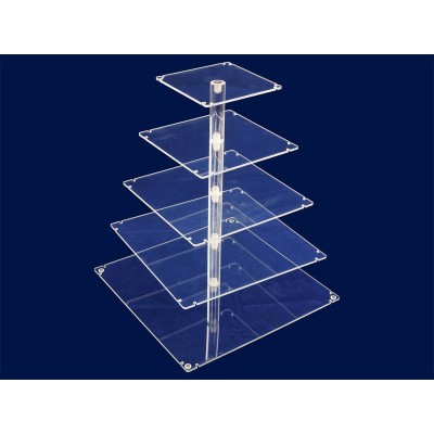 5 Tier Cake Stand - Clear Acrylic - 35cm x 35cm Base
