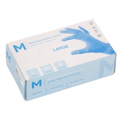 Powder Free Nitrile Gloves - Large - Food Safe, Latex Free - 100 Pack