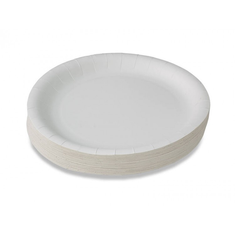 50pc Round Disposable Paper Plates 230mm Dia.