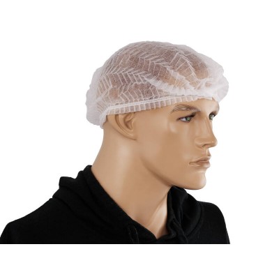 100 Pack Disposable Hats - Crimp Style - White