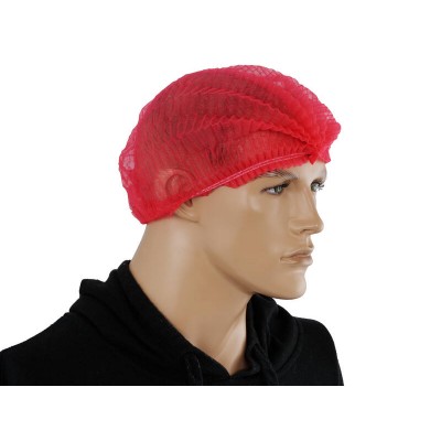 100 Pack Disposable Hats - Crimp Style - Red