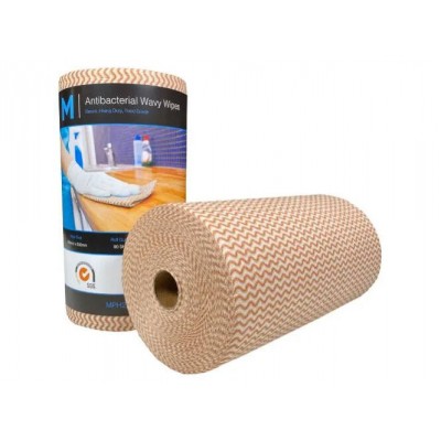 45m Antibacterial Cleaning Wipes - 90 Heavy Duty Sheets - 30cm x 50cm - Brown