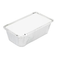 50 Small Oblong Foil Tray Containers with Lids - 415ml - 13.5cm x 11cm x 4.5cm