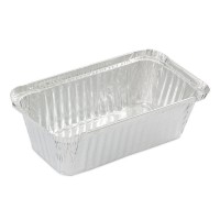 50 Small Oblong Foil Tray Containers - 415ml - 13.5cm x 11cm x 4.5cm