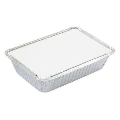 50 Large Oblong Foil Tray Containers with Lids - 1100ml - 22cm x 15cm x 4.5cm
