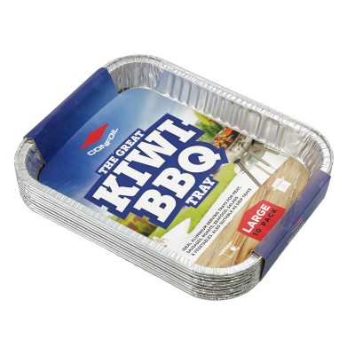 10 Pack Large Kiwi BBQ Foil Tray Containers - 2500ml - 32cm x 26cm x 4cm