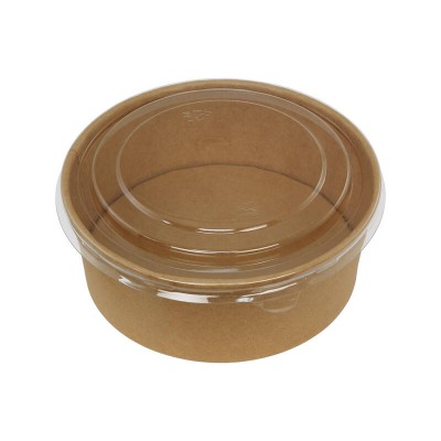1090ml Round Paper Card Bowls with Lids x50 - Disposable Food Container