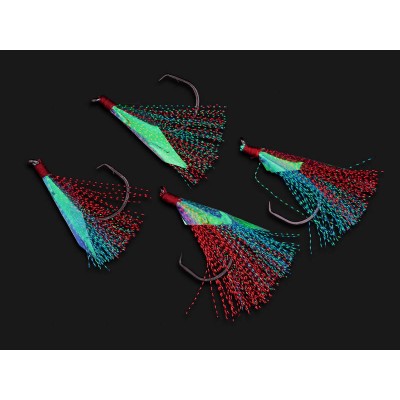 Flasher Fishing Hooks x4 - Red / Blue | Size #6.0 | JIGGLE LURE Tackle & Lures