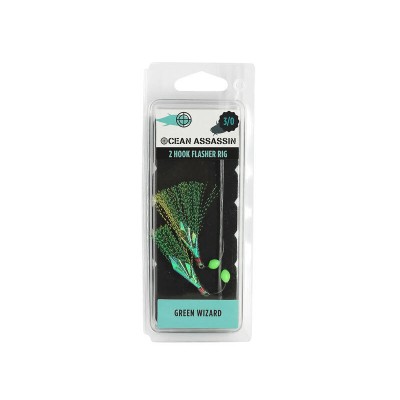 Green Wizard 2 Hook Flasher Rig - Size 3/0 Fishing Hooks