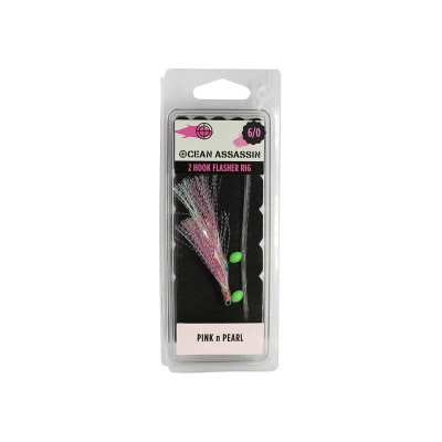 Pink n Pearl 2 Hook Flasher Rig - Size 6/0 Fishing Hooks
