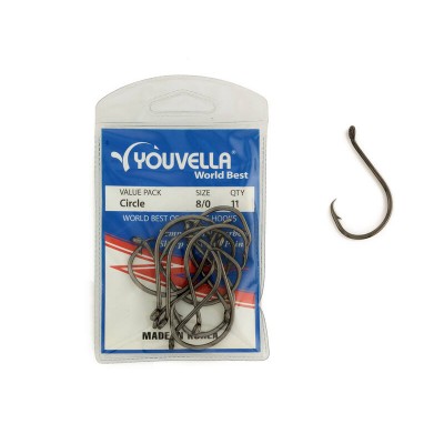 YOUVELLA Circle Hooks - Size 8/0 - Pack Of 11