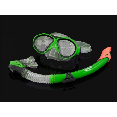 Mask and Snorkel Dive Set Silicon Green - Junior