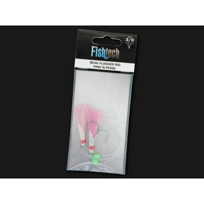 Beak Flasher Rig Size 3/0 - 2 Hooks - Pink & Pearl - FISHTECH