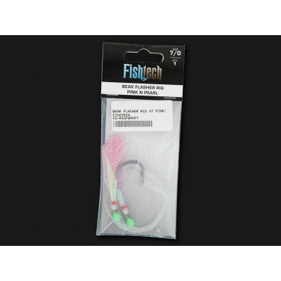 Beak Flasher Rig Size 7/0 - 2 Hooks - Pink & Pearl - FISHTECH