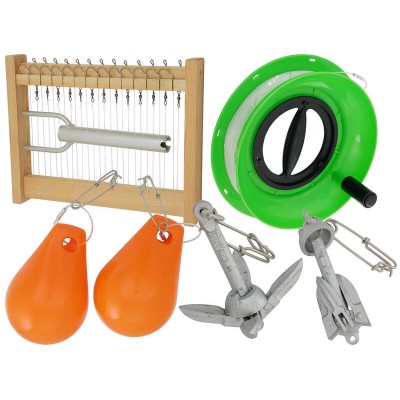 Long Line Fishing Set for Kayaks & Boats - 13 Hooks on Pre-Rigged Traces