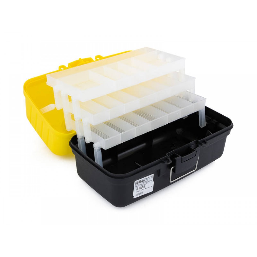 Fishing Tackle Box - 3 Fold-Out Trays - Yellow