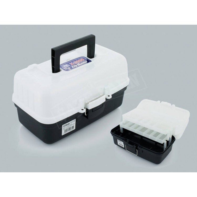 Tackle Box with 2 Fold Out Trays - White