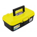 Fishing Tackle Box with 1 Fold-Out Tray - YELLOW | 6 Compartments | PRO-HUNTER