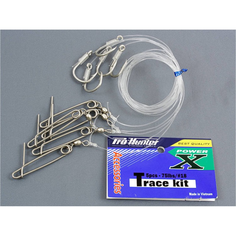 5 Pce Trace Kit 75lb Line Size #18 Hooks