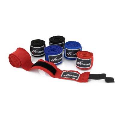 3 Pack of 4m Boxing Hand Wraps - Black, Blue, Red | STEEDEN Boxer Training