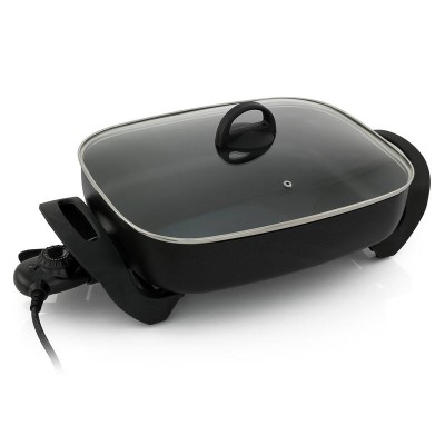 Electric Frying Pan 1800W - Non-Stick + Glass Lid - Home Kitchen Benchtop Cooker