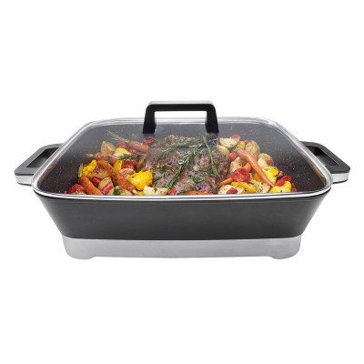 Non-Stick Electric Frying Pan with Glass Lid - 2400W