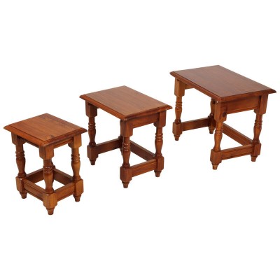 Nest of 3 Solid Wooden Side Tables