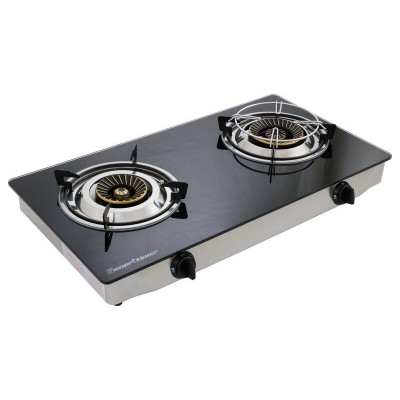 7.7kW Double Burner LPG Gas Stove - Tempered Glass - For Indoor Use