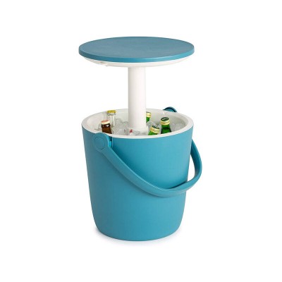 Go Bar - Portable Drinks Cooler Ice Bucket & Pop-Up Side Table - Blue