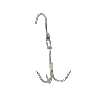 3 Pronged Meat Hook with Hanger Stainless Steel 33.5cm High
