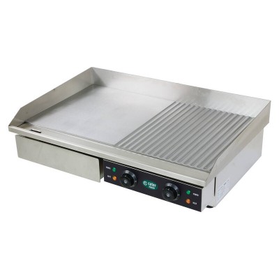Commercial Electric Hotplate Grill - 2x 2.2kW / 10A - Dual Flat & Grooved
