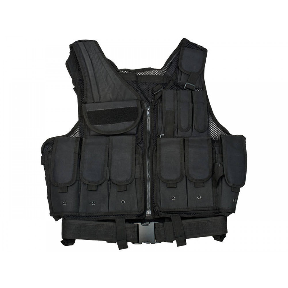 Hunting Fire-Arms Vest with Pistol Holster - Black