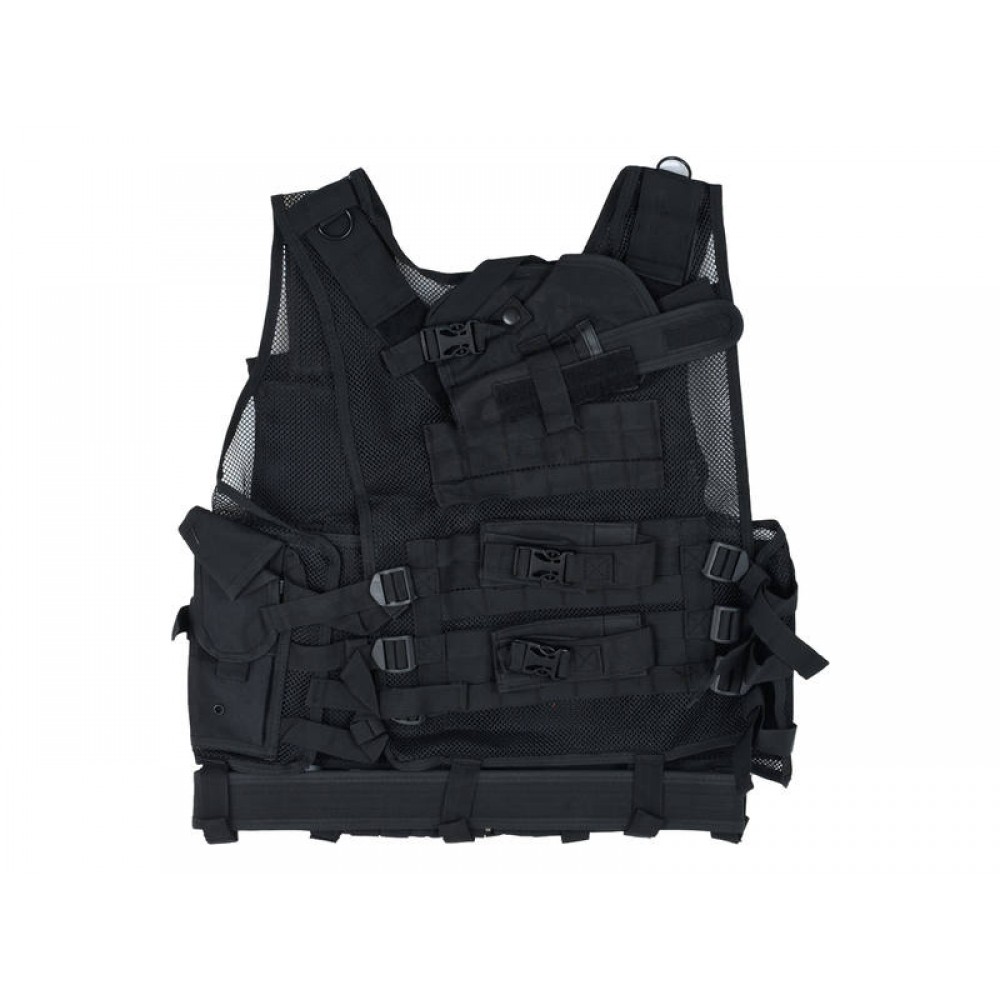 Black Hunting Shooting Vest with Pistol Holster