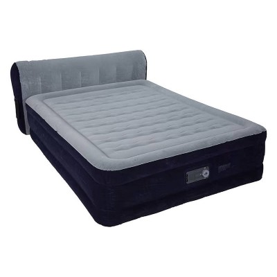Queen Size Inflatable Air Bed with Built-In Pump & Backrest