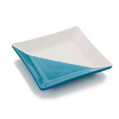 Square Plate 14cm Porcelain Blue